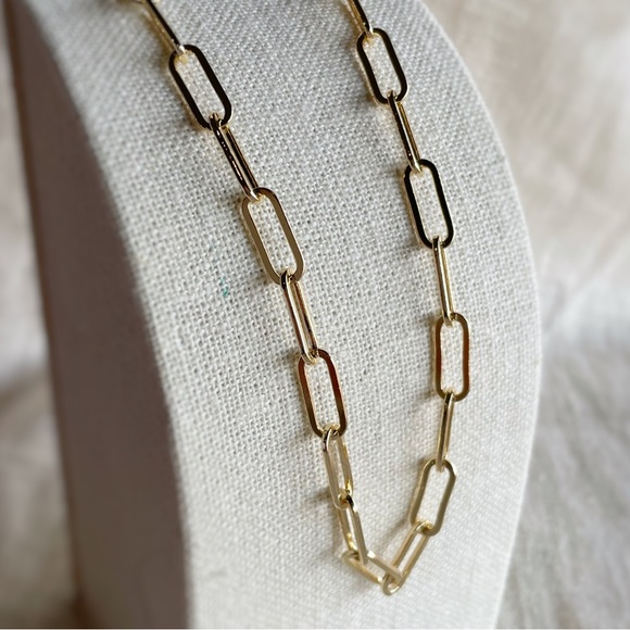 Gold Paperclip Chain, Gold Oval Link Necklace - Picture 5 of 8